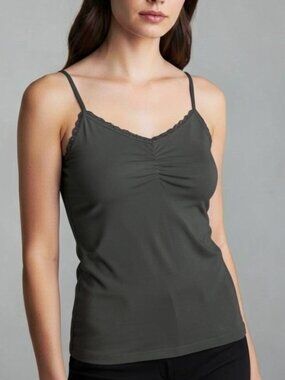 Victoria’s Secret Y2K Gray Lace Trim Camisole Shelf Bra Stretch Nylon L